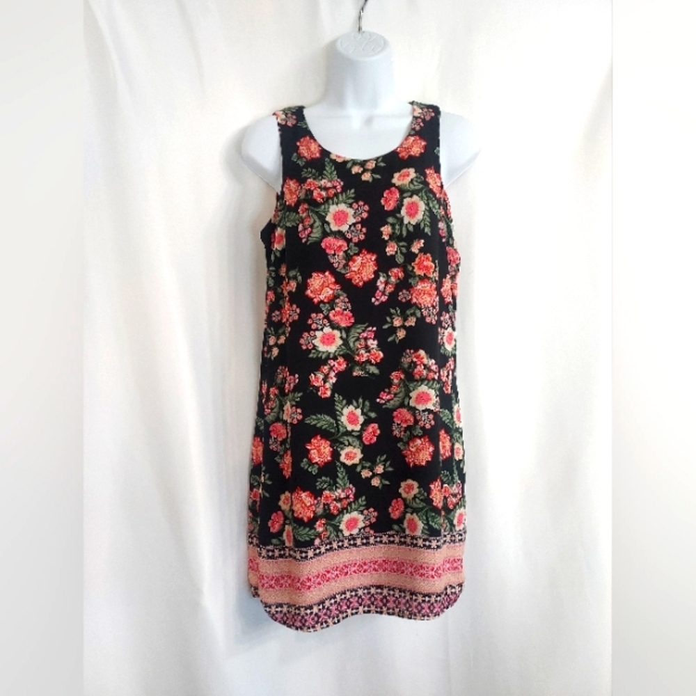 Pink Republic Cute Black/Pink Floral Print Spring Dress. Size S